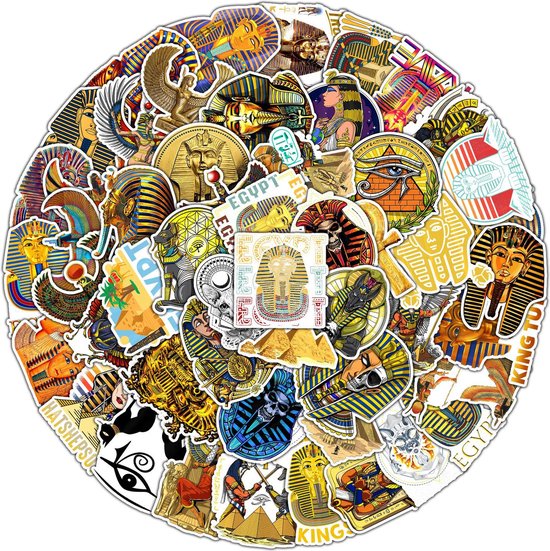 Egypte Stickers met Farao's, Goden & Piramides 50 stuks 4x6CM