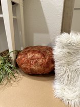 Poef leer - nude roze - Handgemaakt - Gratis verzending - Poufs & Pillows