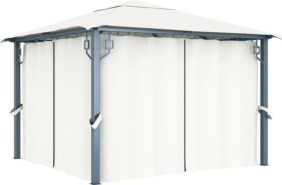 vidaXL Tonnelle avec rideau 400x300 cm Aluminium Taupe