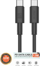 USB C naar USB C kabel 1.5Meter 60W 3A | M.TK Origineel USB C kabel 1.5 Meter | USB C Opladkabel 60W/3A Snelle Kabel