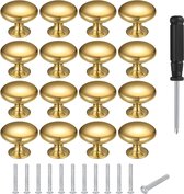 Pakket van 12 ronde kastknoppen Kastknoppen met schroeven, gouden ronde knoppen voor lades en dressoirs (plus een schroevendraaier)