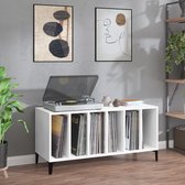 The Living Store Platenkast - Wit - 100 x 38 x 48 cm - Bewerkt hout en metaal