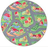 Tapis de jeu rond village 130cm plan de rue rond