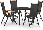 The Living Store Tuinset - 4-delige set met verstelbare stoelen - Aluminium frame - Waterbestendig textiel - HKC tafelblad - Zwart