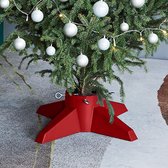 The Living Store Kerstboomstandaard - Kunststof - Rood - 55.5 x 55.5 x 15 cm - Geschikt voor 2.1 m boom - 1.3 liter watertank - Stamdiameter 40-105 mm - Montage vereist