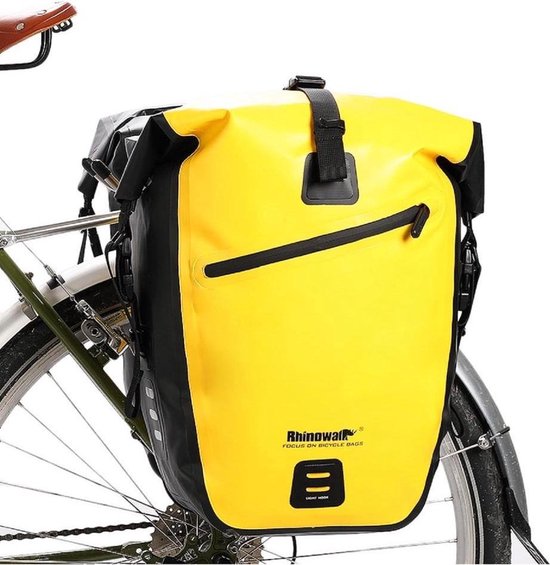 Rhinowalk® 2 in 1 Pannier Single Waterproof - Travel Sacoches de vélo - Sacoches de vélo Single 27L - Pannier and Shoulder Bag - Jaune