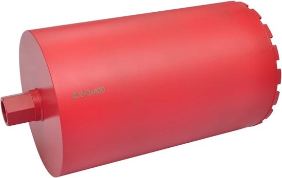 Rode diamantboor van 120 x 400 mm met kartelrand.
