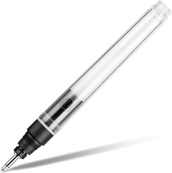 Doorzichtige tekenpen met zwarte details en een punt van 2.0 mm.