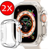 Siliconen Hoes Geschikt voor Apple Watch Ultra 2 Hoesje Cover Case - Hoesje Geschikt voor Apple Watch Ultra 2 (49 mm) Hoes Siliconen Case - Transparant - 2 PACK