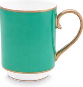 Pip Studio Chique vert or - mug - 250ml - mug en porcelaine - bords dorés