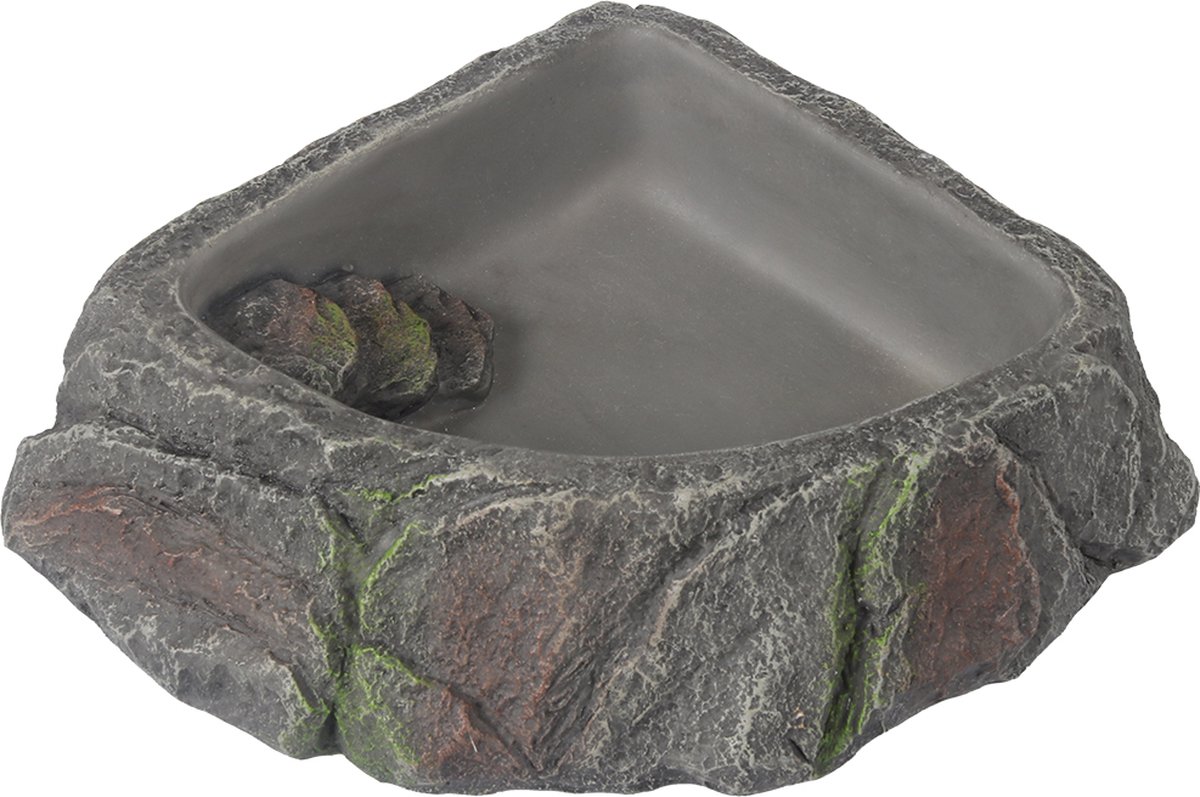 Terra Della - Drinkbak - Reptielen - Hoekschaal M - 17,3x15,4x4,5cm Antraciet - 1st