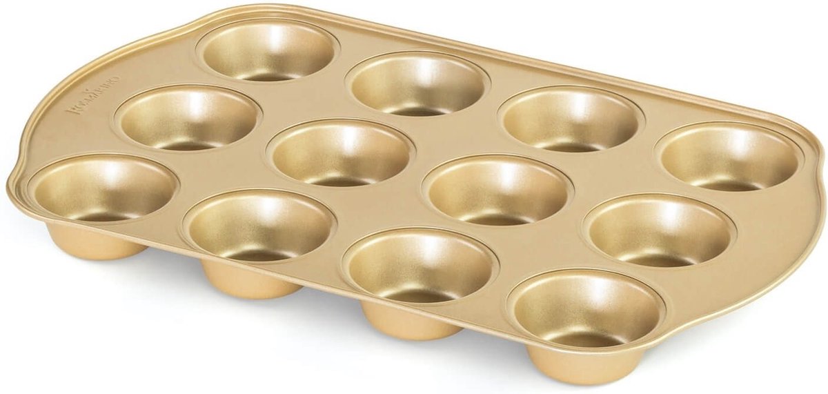 Rosmarino BakerGold Muffinvorm - Cakevorm - Cupcake Vormpjes - Muffin Bakvormen - Muffin 12 stuks - 40x28 cm - Goud