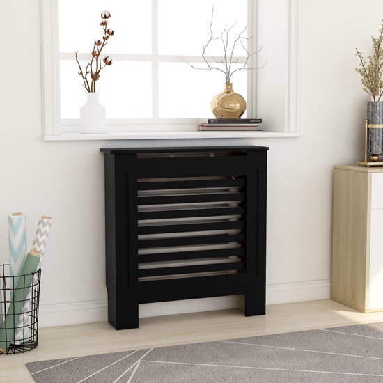 vidaXL Radiatorombouw 112x19x81 cm MDF zwart
