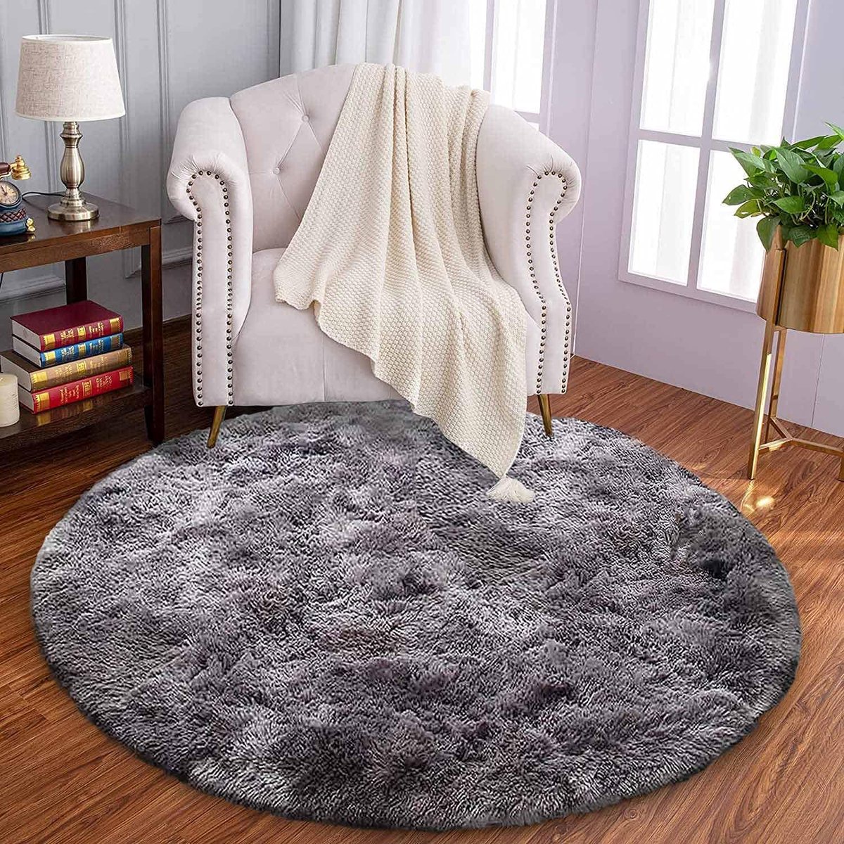 Tapis rond salon chambre 140 cm, tapis doux antidérapants lavables, tapis  décoratif