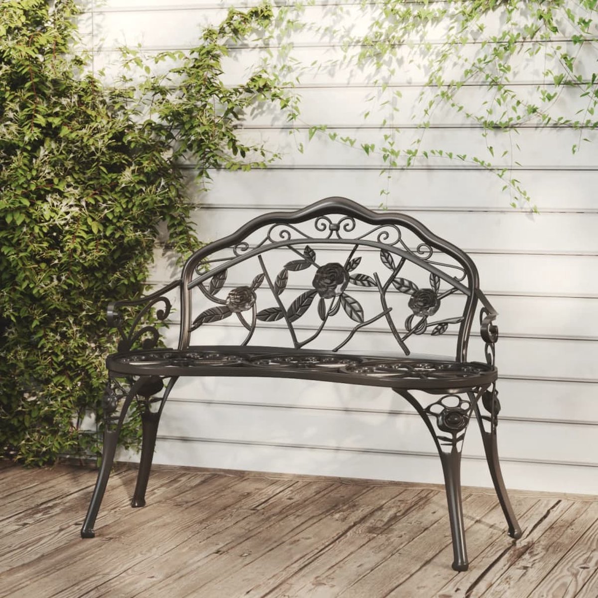 vidaXL Aluminium - Tuinbank - Tuinbank 100 cm gietaluminium zwart - Buitendecoratie - Tuinmeubilair - Lounge Set