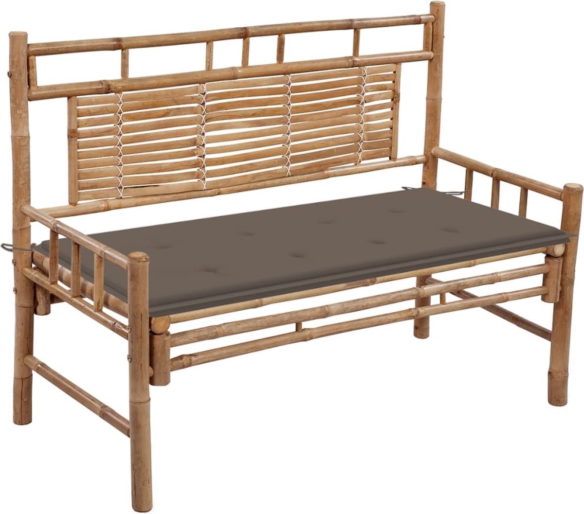 vidaXL Bamboebank - Tuinbank - Tuinbank met kussen 120 cm bamboe - Lounge Stoel - Buitendrank - Tuinset