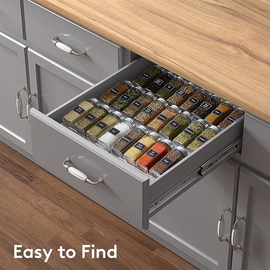 ZEKUN Range Epices Cuisine Rangement Epices Tiroir 4 Niveaux Étagère à