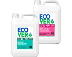 Ecover - Vloeibaar Wasmiddel Universal & Wasverzachter - Bundel 10 L - Plantaardig & Biologisch afbreekbaar - Krachtige reiniging bij 20°C
