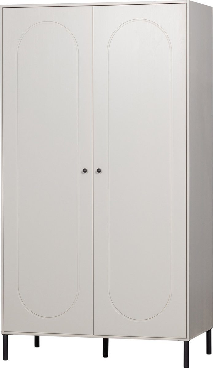 WOOOD Xina Garderobekast - Grenen - Wolkengrijs - 202x110x58