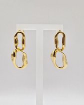 Chain oorstekers - dubbele circel oorhangers - gouden oorbellen - dames oorbel - geometrische oorstekers -
