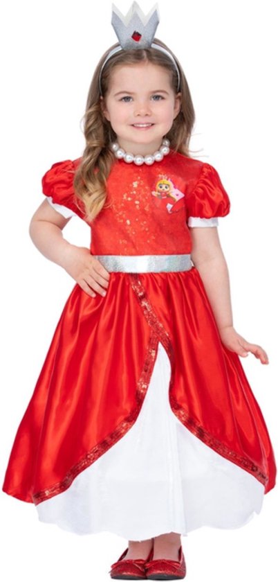 Smiffy's - Koning Prins & Adel Kostuum - The Rainbow Kingdom Koningin Grizelda - Meisje - Rood - Small - Carnavalskleding - Verkleedkleding