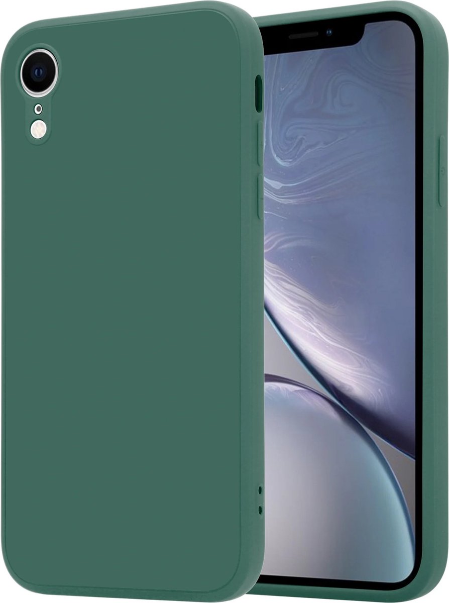 ShieldCase telefoonhoesje geschikt voor Apple iPhone Xr vierkante silicone case - donkergroen - Siliconen hoesje - Shockproof case hoesje - Backcover case - Bescherming