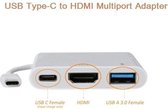 CHPN- USB-C naar HDMI - Multiport - Adapter geschikt voor MacBook - 3.1 - Zilver- Universeel - Hubje - Verlengsnoer - HDMI - USB-C - USB