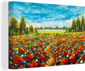 Canvas - Schilderij - Bloemen - Olieverf - Natuur - 140x90 cm - Canvasdoek - Schilderijen op canvas - Muurdecoratie