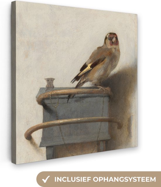 Canvas Schilderij - Het Puttertje - Oude Meester - 90x90 cm - Wanddecoratie - Hout Frame - Vogels - Woonkamer - Slaapkamer Decoratie - Accessoires