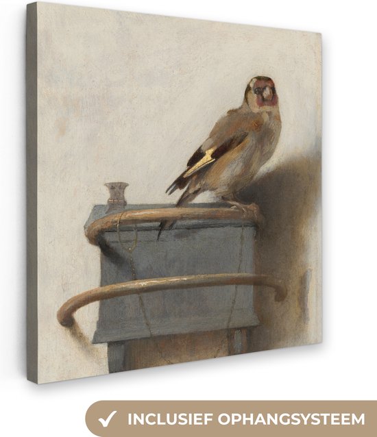 Canvas Schilderij - Het Puttertje - Oude Meester - 50x50 cm - Wanddecoratie - Hout Frame - Vogels - Woonkamer - Slaapkamer Decoratie - Accessoires