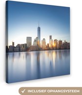 Canvas Schilderij New York - Skyline - Water - 90x90 cm - Wanddecoratie
