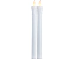 Star Trading Set van 2 LED-kaarsenpersen vanStar Trading, LED-kaars, warmwit kaarslicht voor kandelaars, op batterijen werkende kerstdecoratie van kunststof in wit, hoogte: 25 cm