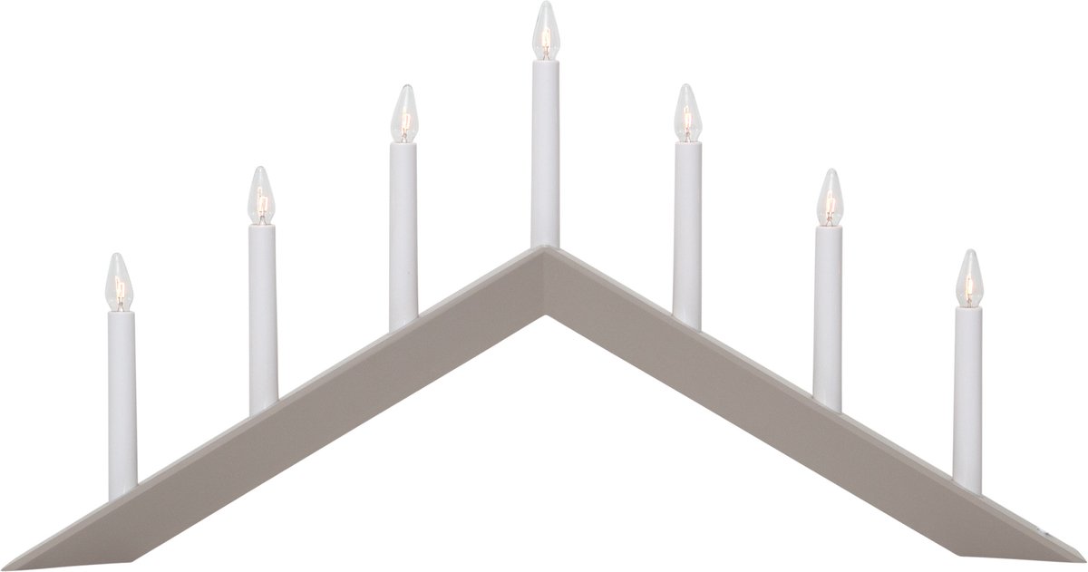 Star Trading Arrow raamkroonluchter vanStar Trading, kandelaar met 7 gloeilampen E10 warm wit, kerstversiering van hout in beige, kabelschakelaar, lengte: 69 cm