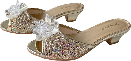 Elsa Prinsessen slipper chaussures paillettes d'or avec talon taille 31 -  taille... | bol
