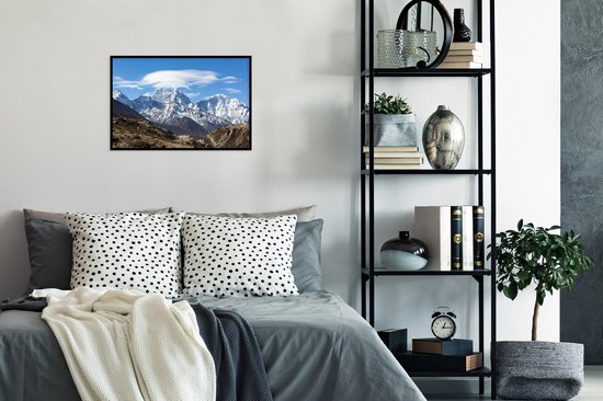 Affiche avec cadre Himalaya - Vue sur l' Himalaya - cadre photo noir - 60x40 cm - Affiche avec cadre