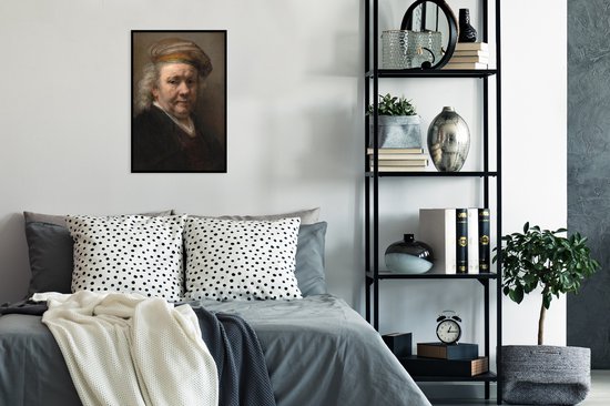 Cadre photo avec affiche - Autoportrait - Peinture de Rembrandt van Rijn - 40x60 cm - Cadre pour affiche