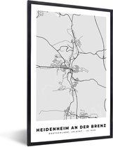Fotolijst incl. Poster - Duitsland - Kaart - Heidenheim An Der Brenz - Stadskaart - Plattegrond - 60x90 cm - Posterlijst