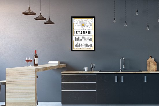 Photo encadrée - Vue ville Istanbul - Cadre photo blanc noir sans passe partout 40x60 cm - Affiche encadrée (Décoration murale salon / chambre)