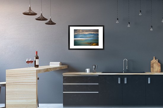 Photo encadrée - Vue sur Clew Bay en Irlande cadre photo noir avec passe partout blanc 40x60 60x40 cm - Affiche encadrée (Décoration murale salon / chambre)