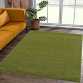 Laagpolig tapijt voor de woonkamer, effen moderne tapijten voor de slaapkamer, werkkamer, kantoor, hal, kinderkamer en keuken, groen, 140 x 200 cm