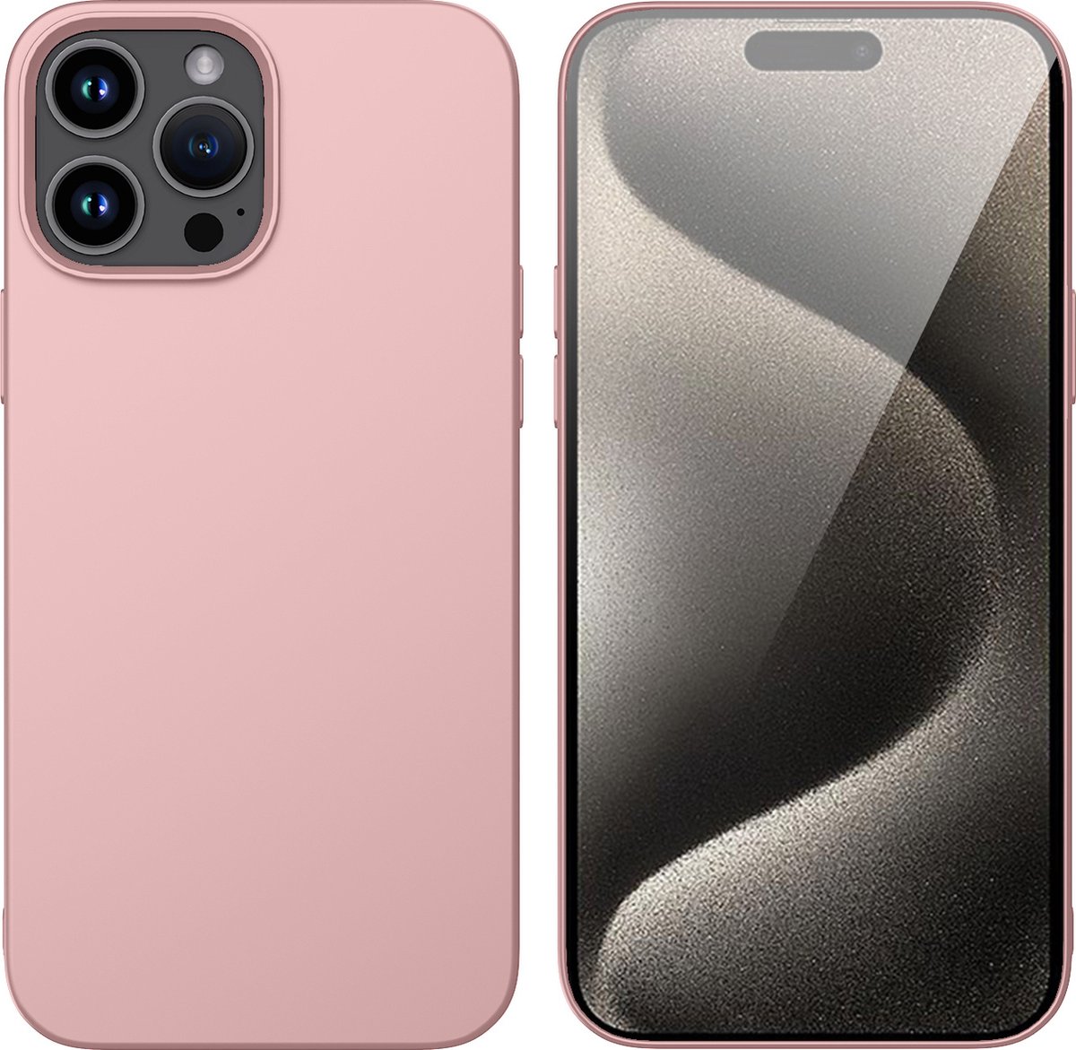 Hoesje Geschikt voor iPhone 15 Pro – Liquid siliconen Backcover – Pink Sand