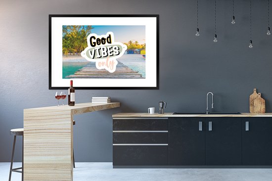 Cadre photo avec affiche - Été - Proverbes - Plage - 120x80 cm - Cadre pour affiche