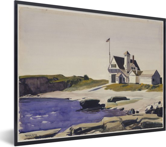 Fotolijst incl. Poster - Kustwacht, Maine - Edward Hopper - 80x60 cm - Posterlijst