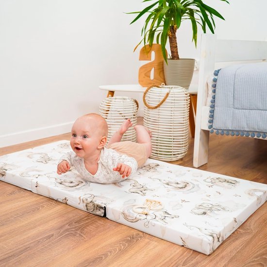 Reisbed matras 60x120 cm opvouwbaar - dikke opvouwbare matras voor baby vouwmatras kinderen matras reisbed 120x60 Olifant grijs van Alvi — afbeelding 3