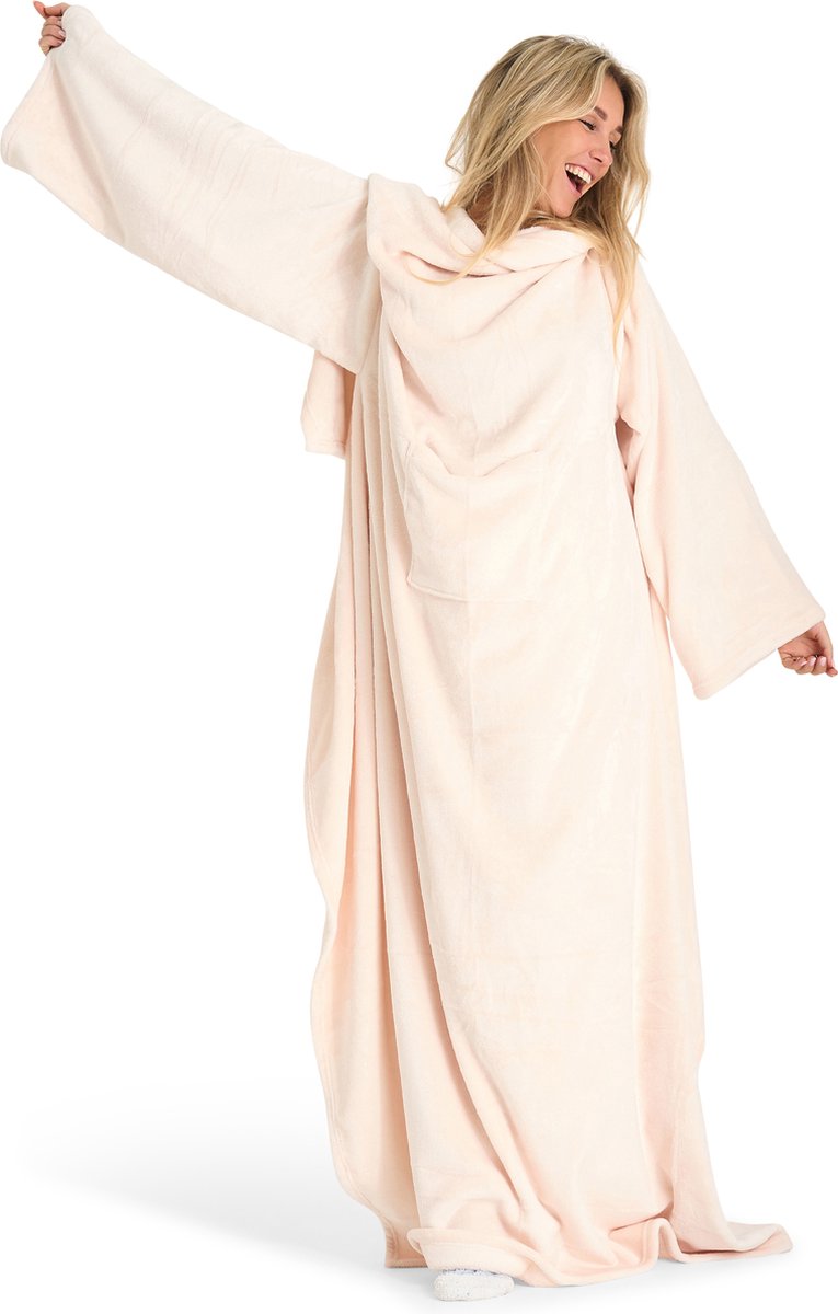 Geasy Fleece Deken met MOUWEN - Plaid met mouwen en Handige buidelzak - 135 X 180 - Beige - Plaid met mouwen - Fleece deken - Fleece plaid - Fleece - Deken - Hoodie deken - Plaid - Hoodie blanket - Fleecedeken — cadeau in Wonen & Interieur - foto 2