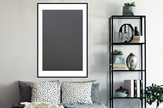 Fotolijst incl. Poster - Leer - Structuur - Lederlook - Grijs - 80x120 cm - Posterlijst - Kerstversiering - Kerstdecoratie voor binnen - Kerstmis