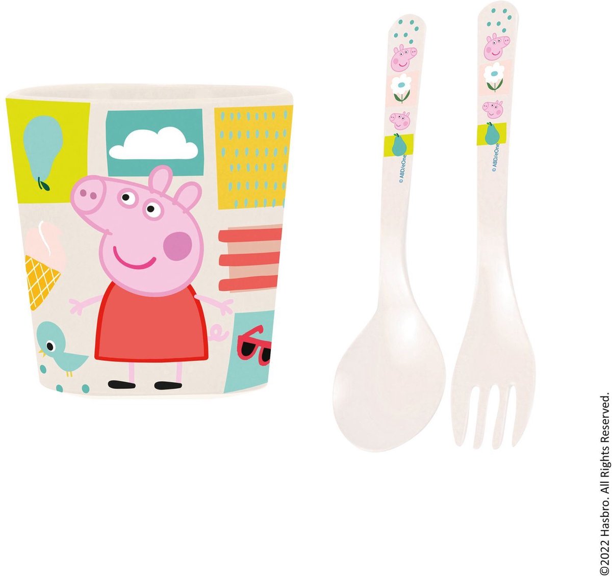 Koziol Bio-Circulair - Easy Eater Beker en Bestek Peppa Pig - Bio Circulair Kunststof - Wit