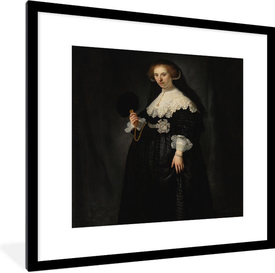 Fotolijst incl. Poster - Het huwelijksportret van Oopjen Coppit - Rembrandt van Rijn - 40x40 cm - Posterlijst