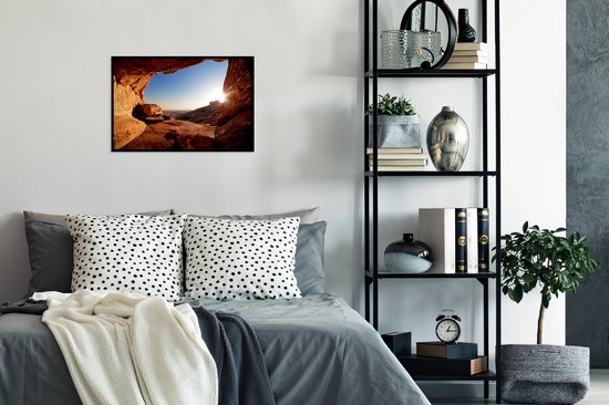 Fotolijst incl. Poster - Grot - Woestijn - Zon - Landschap - 60x40 cm - Posterlijst