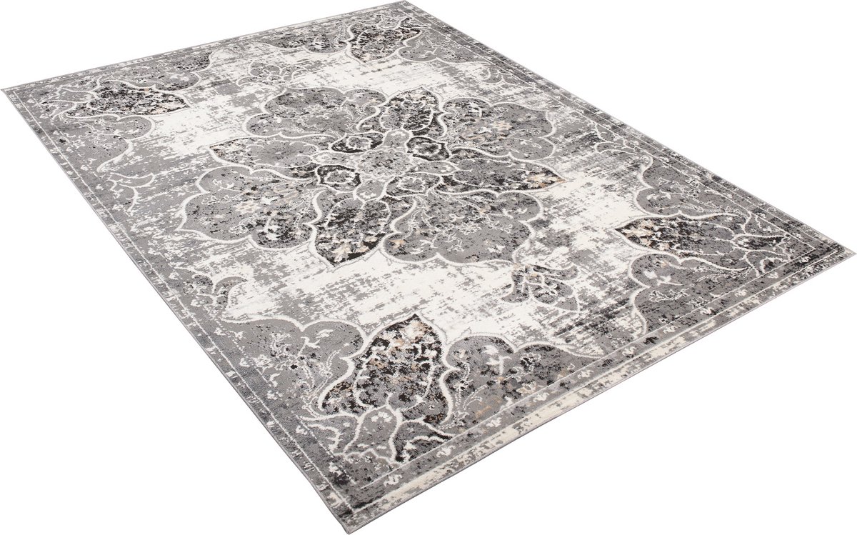 Tapiso Valley Vloerkleed Woonkamer Kleed Tapijt Maat- 80x150 Grijs Beige
